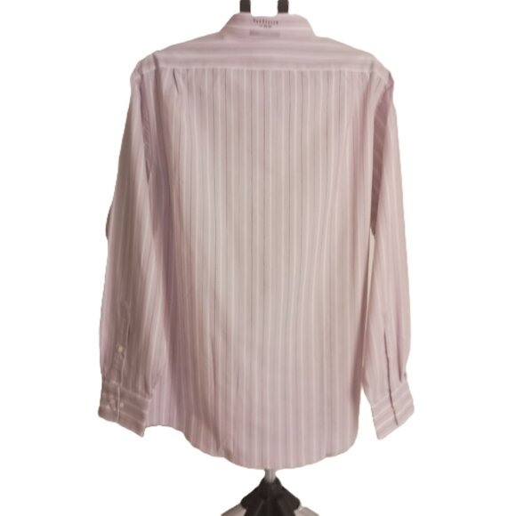 Van Heusen Men’s Fitted Button Down Shirt Pink Maroon White Stripes Size 17 NWT - Picture 3 of 16